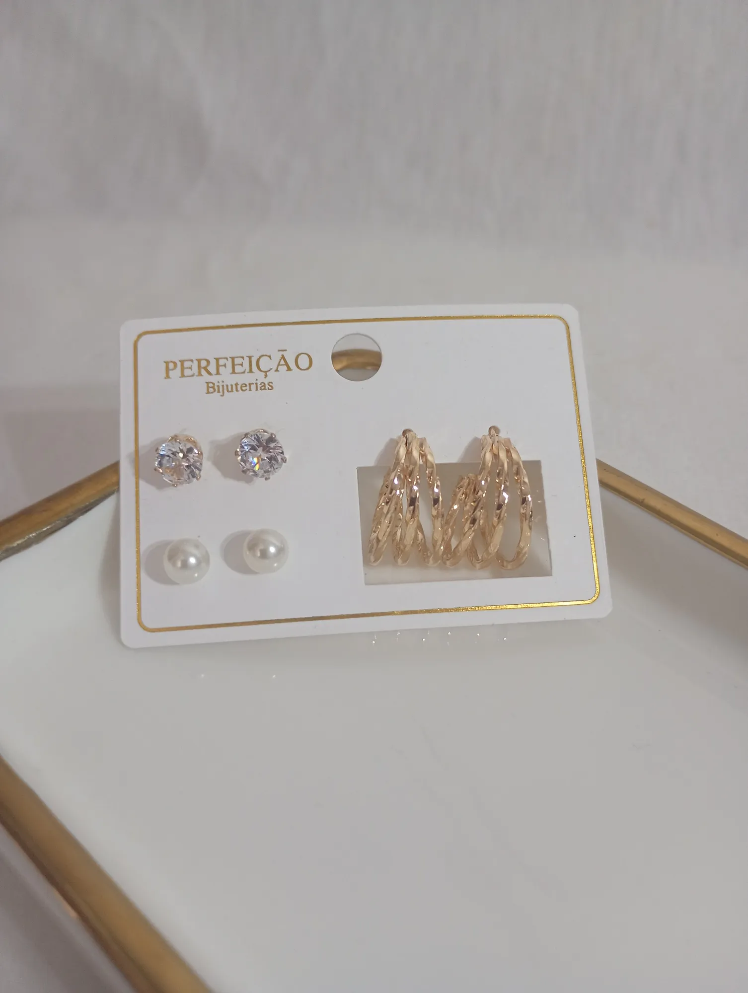 Kit de Brincos Trios Prateados — foto 2