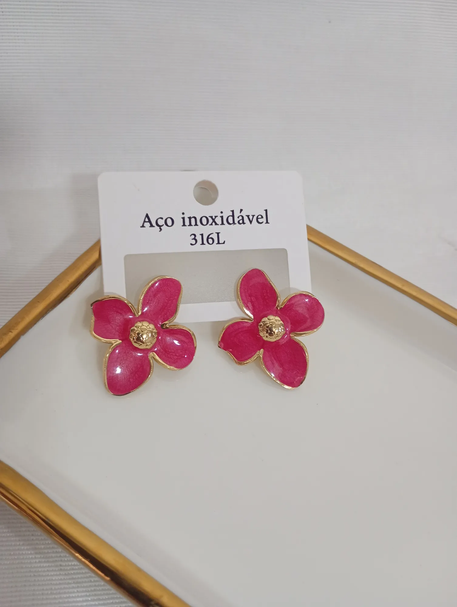 Brinco flor rosa pink — foto 1